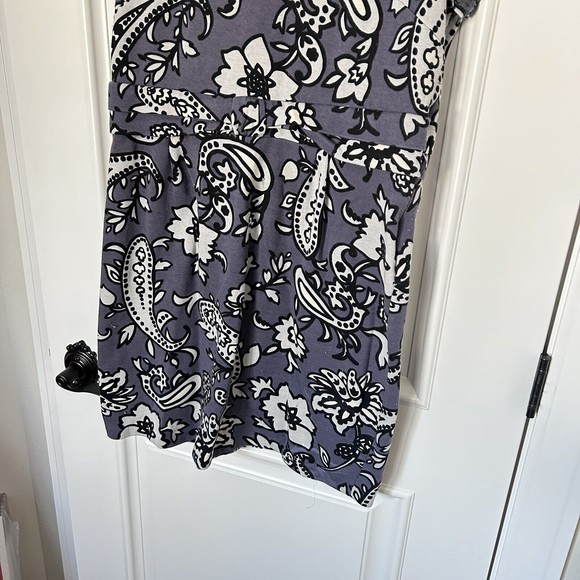 Boden Roma Dress Sz US 14 Purple & Gray Paisley Floral Printed Ponte Knit - Picture 4 of 9
